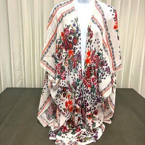 ZEAMO Women's Flowy Sheer Crop Sleeves Loose Chiffon Kimono